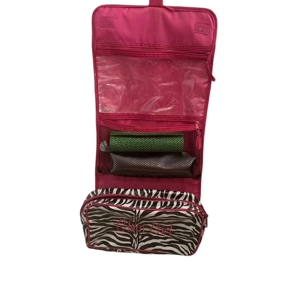 Caboodles Hanging Travel Toiletry Bag Zebra‎ Print Cosmetic Makeup Organizer